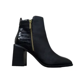 Office Abacus Zip Detail Croc Block Heels Boots - (Size EU 38 / UK 5 / US 7.5)