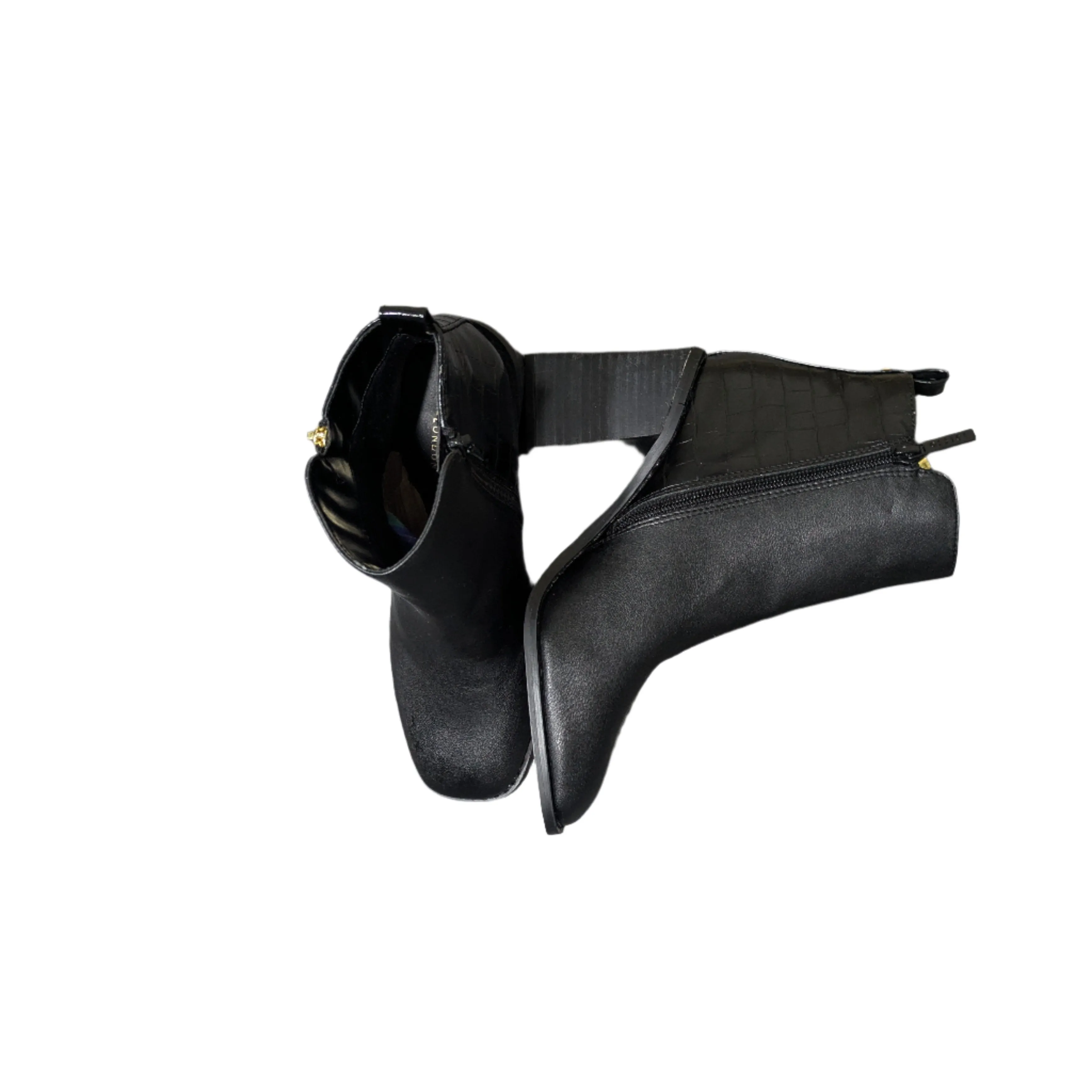 Office Abacus Zip Detail Croc Block Heels Boots - (Size EU 38 / UK 5 / US 7.5)