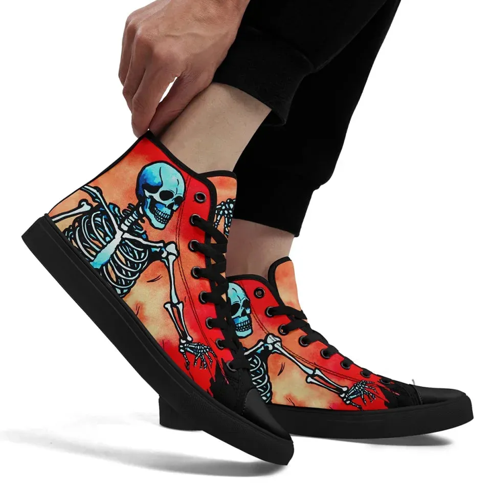 Personalized Gothic Hight Top Sneakers, Custom Skull Fashion Shoes, Mystic Goth Walking Shoes
