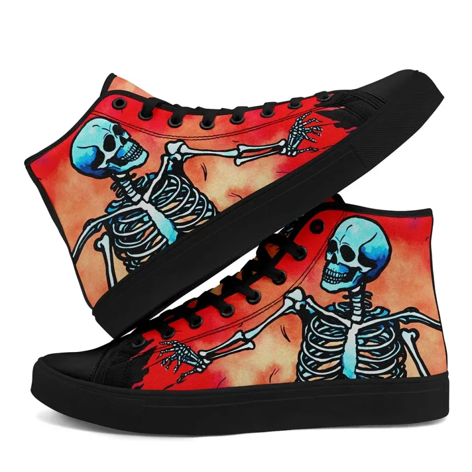 Personalized Gothic Hight Top Sneakers, Custom Skull Fashion Shoes, Mystic Goth Walking Shoes