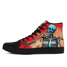 Personalized Gothic Hight Top Sneakers, Custom Skull Fashion Shoes, Mystic Goth Walking Shoes