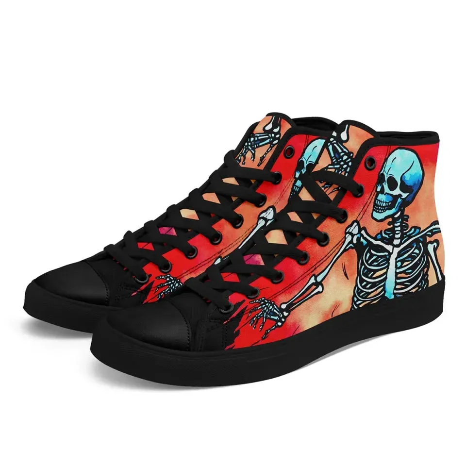 Personalized Gothic Hight Top Sneakers, Custom Skull Fashion Shoes, Mystic Goth Walking Shoes