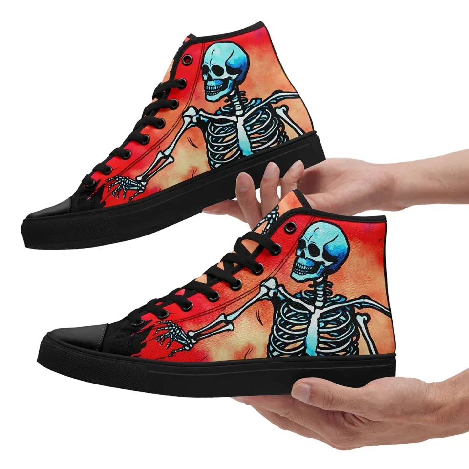 Personalized Gothic Hight Top Sneakers, Custom Skull Fashion Shoes, Mystic Goth Walking Shoes