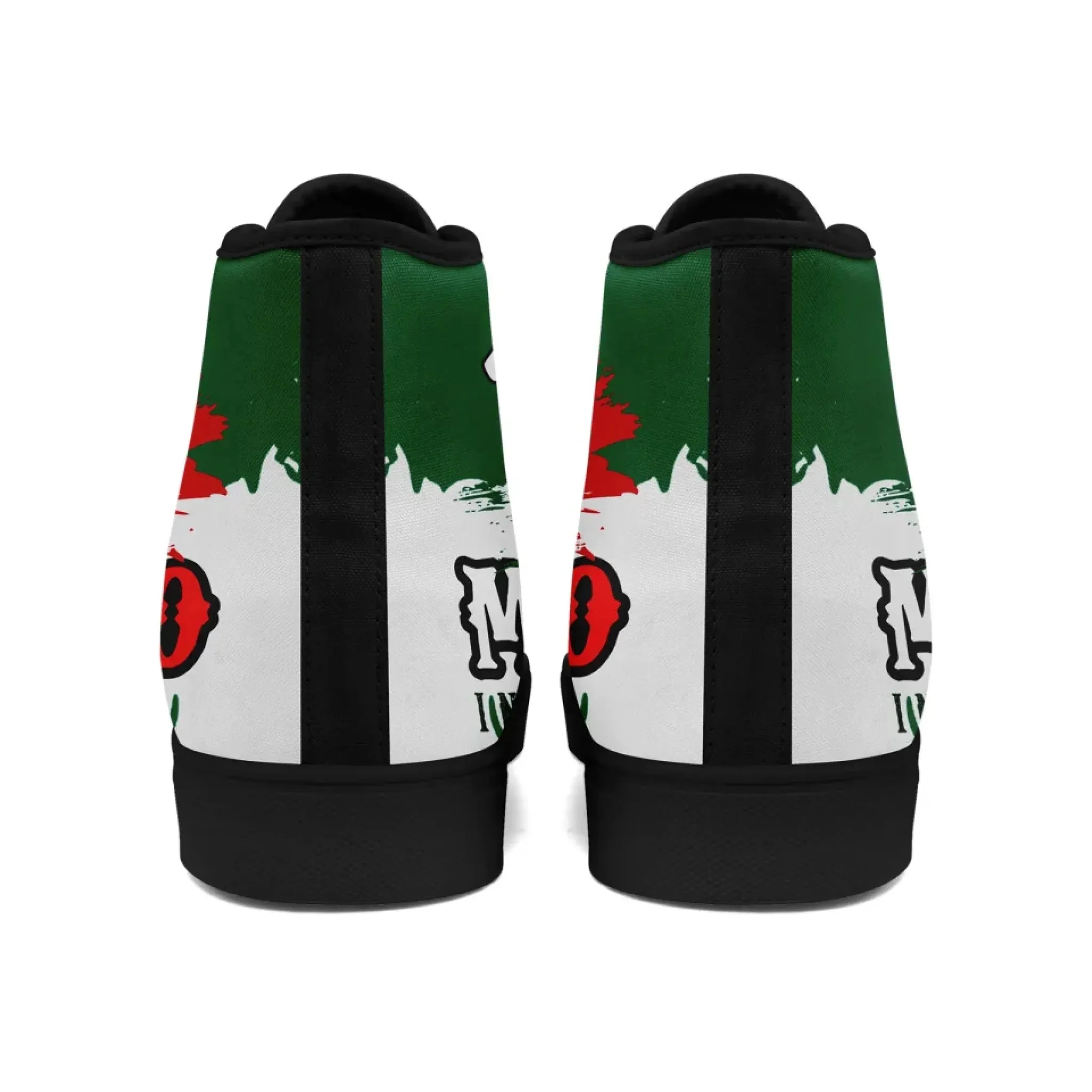Personalized Mexico Flag Sneakers, Custom Mexico Heritage High-Tops Shoes, Patriotic Comfort Shoes