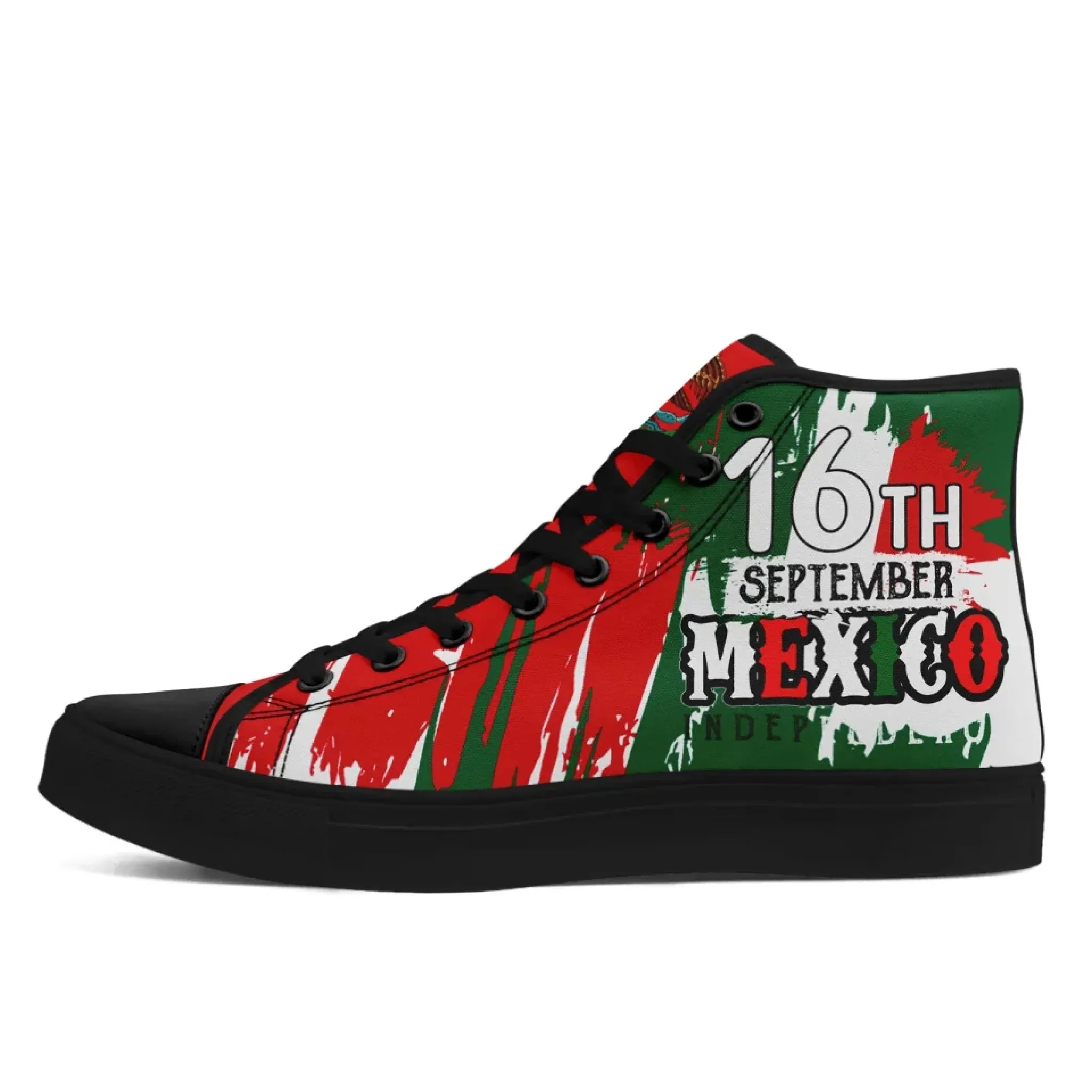 Personalized Mexico Flag Sneakers, Custom Mexico Heritage High-Tops Shoes, Patriotic Comfort Shoes