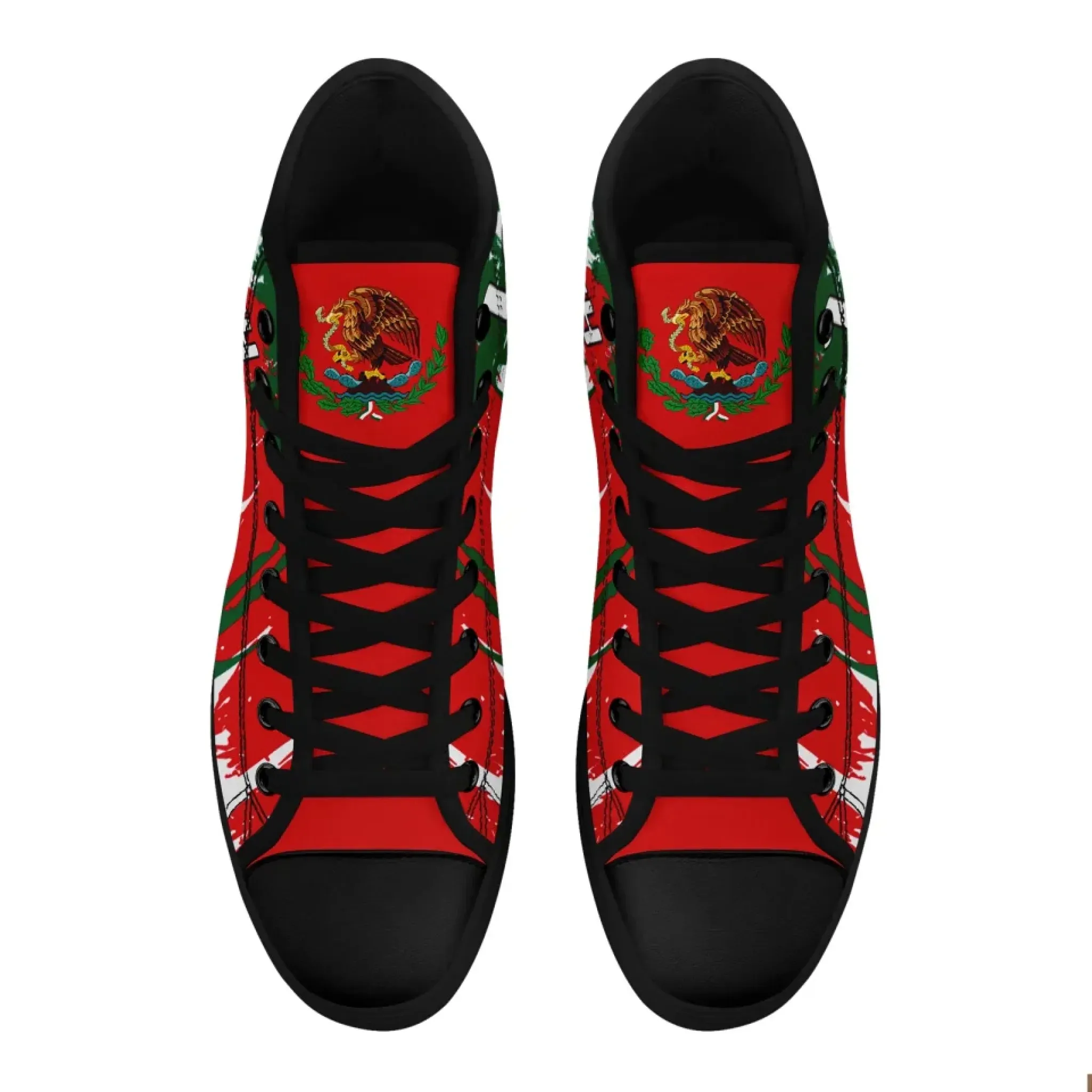 Personalized Mexico Flag Sneakers, Custom Mexico Heritage High-Tops Shoes, Patriotic Comfort Shoes