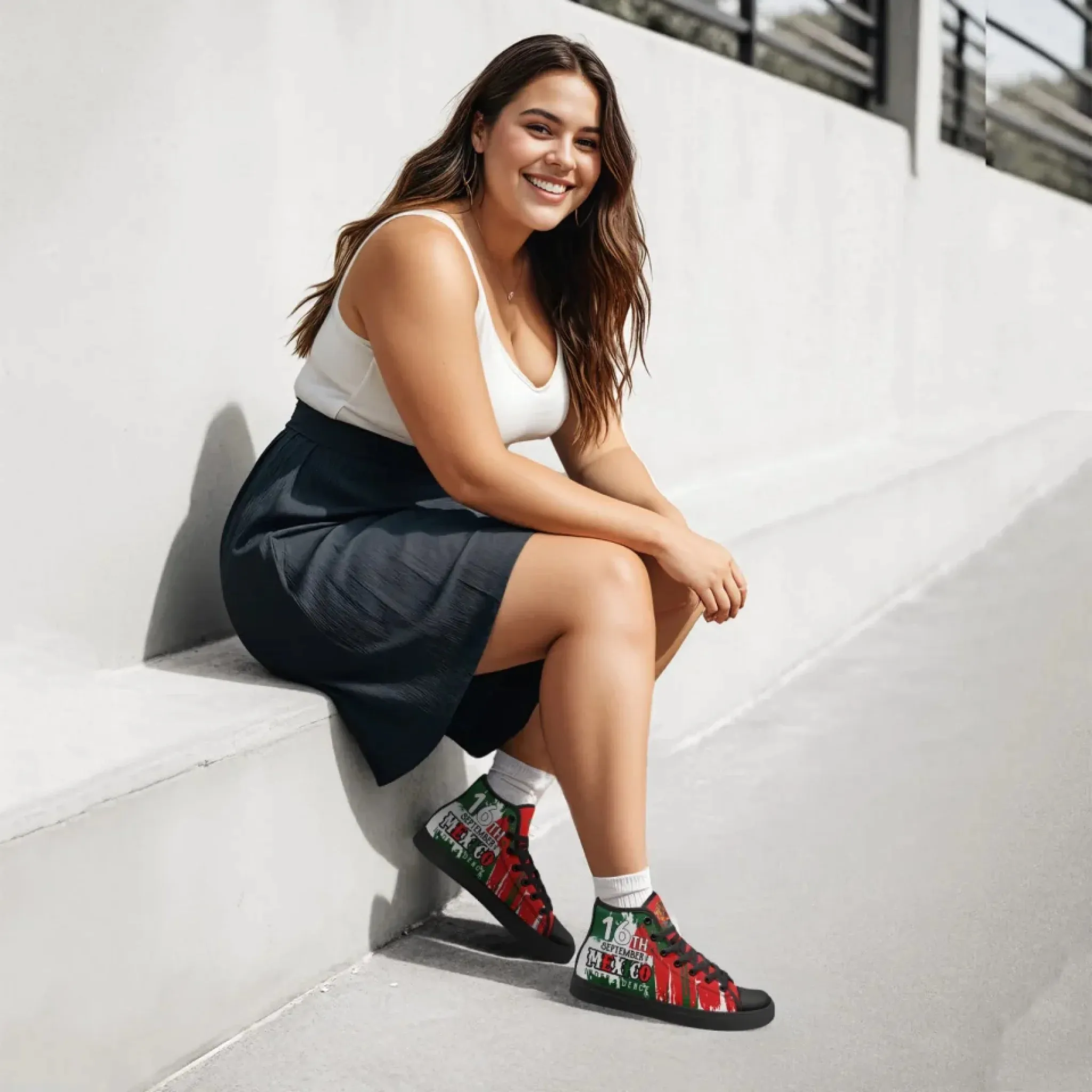 Personalized Mexico Flag Sneakers, Custom Mexico Heritage High-Tops Shoes, Patriotic Comfort Shoes