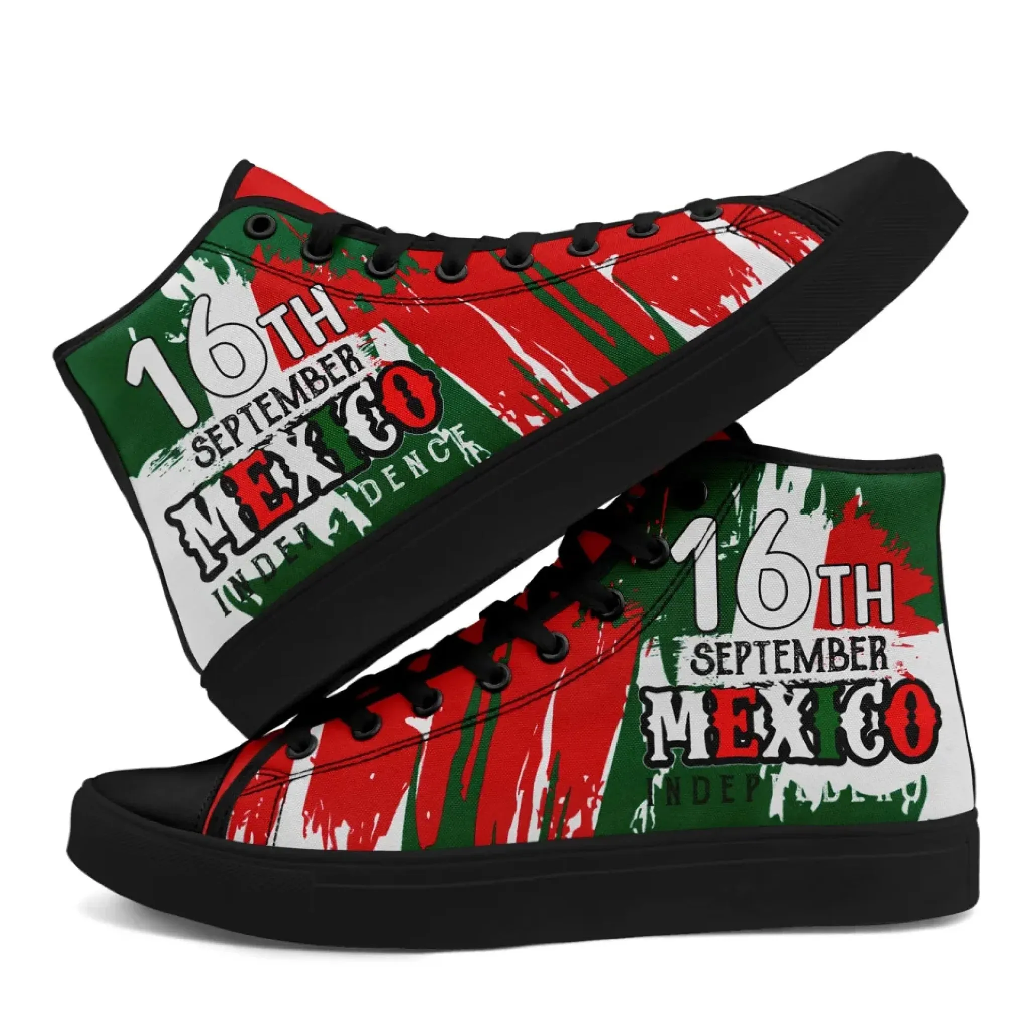 Personalized Mexico Flag Sneakers, Custom Mexico Heritage High-Tops Shoes, Patriotic Comfort Shoes