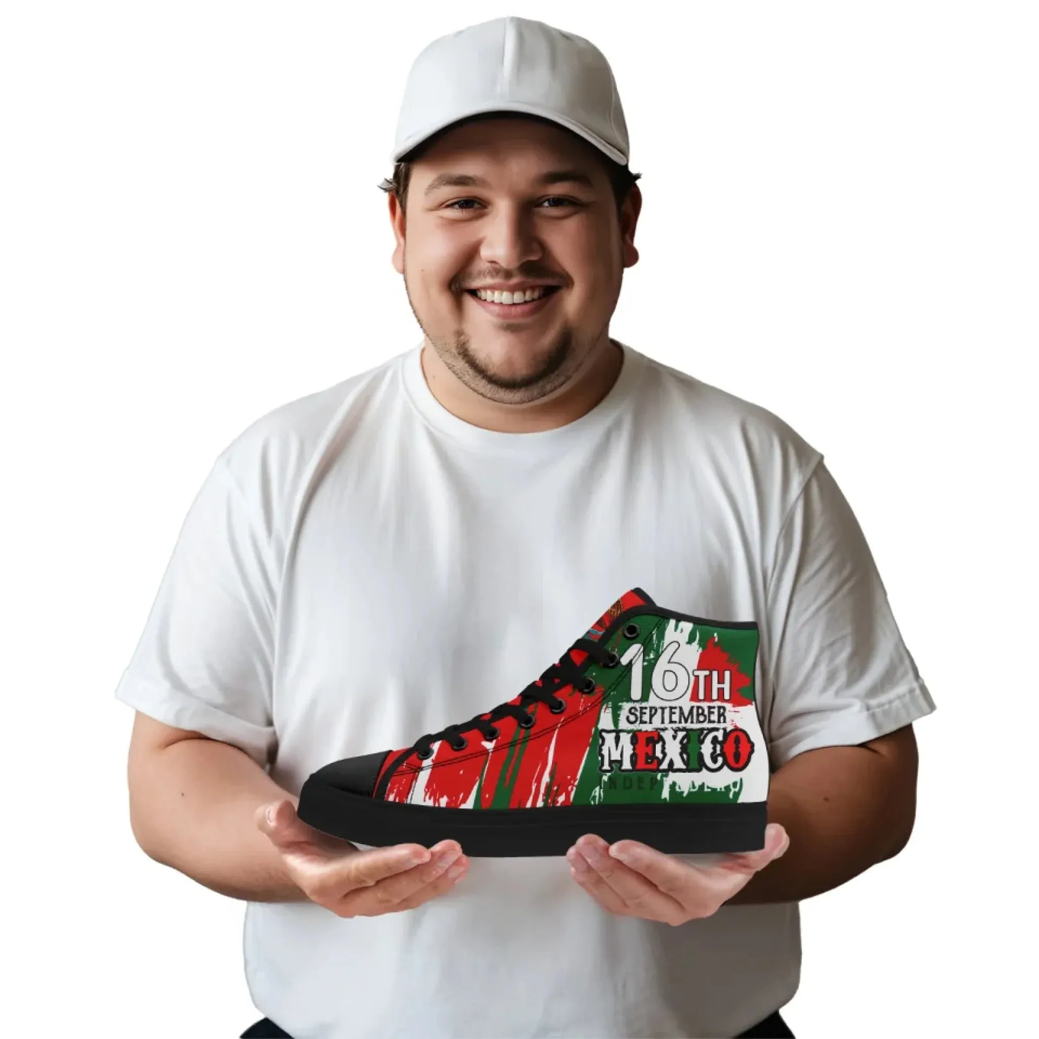 Personalized Mexico Flag Sneakers, Custom Mexico Heritage High-Tops Shoes, Patriotic Comfort Shoes