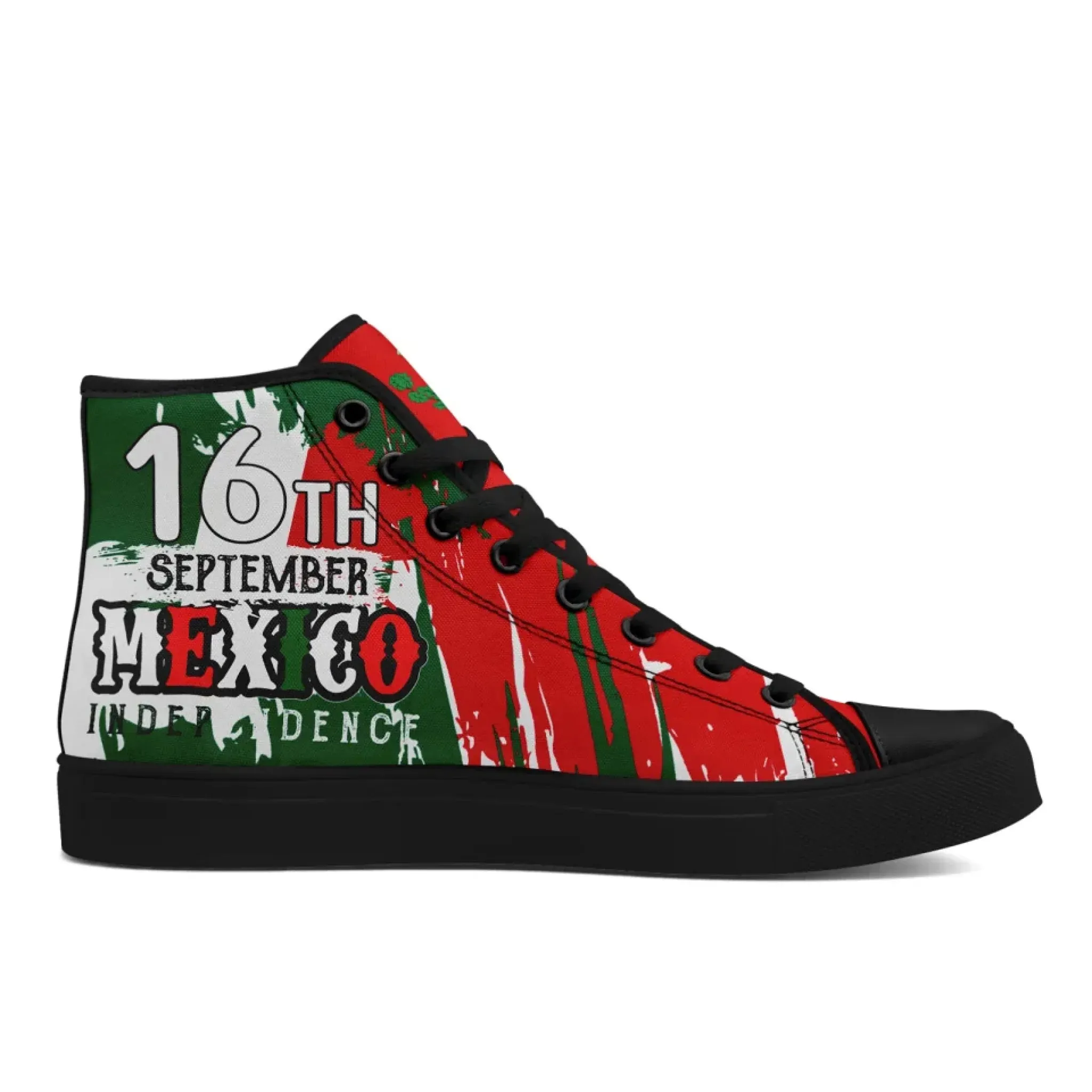Personalized Mexico Flag Sneakers, Custom Mexico Heritage High-Tops Shoes, Patriotic Comfort Shoes