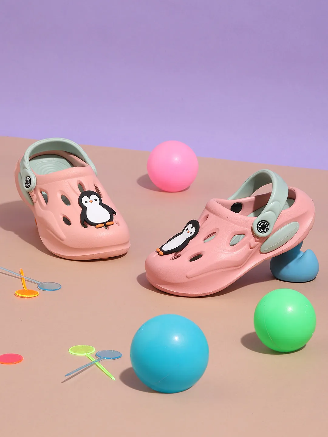 Pink Green Stylish Slip-On Clogs For Kids-Unisex (TC-LCLOG4-PNKGRN)