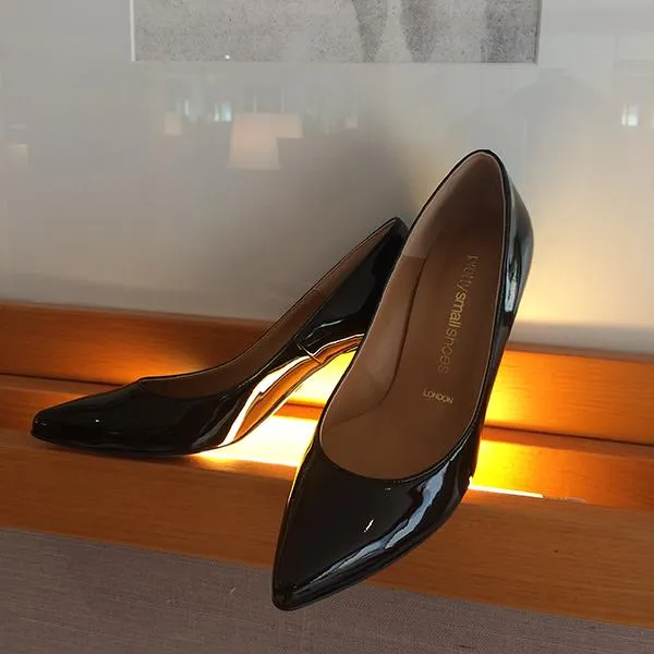 *PRIMOLOCO - black patent, 7cm size UK 1