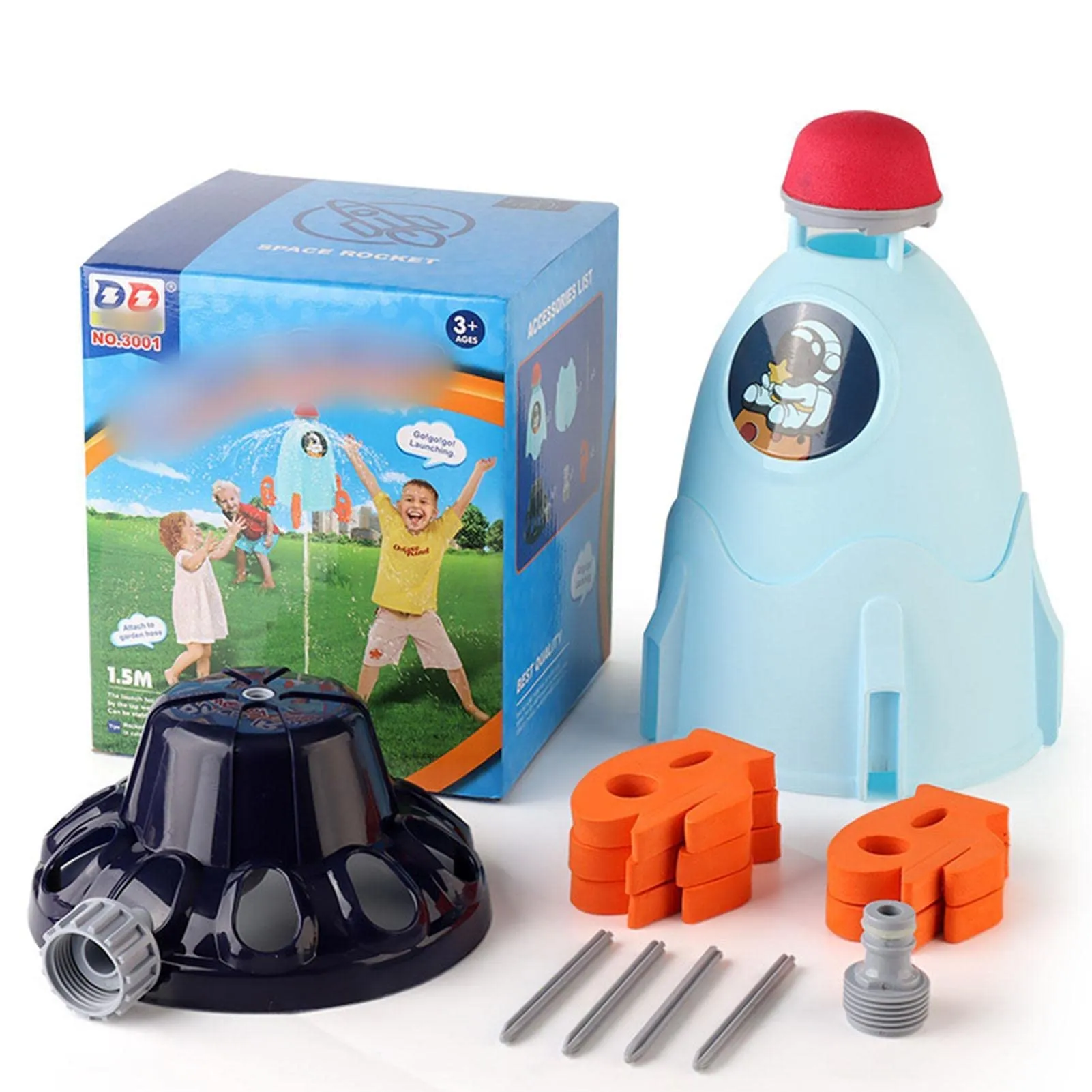 QDH Sprinkler for Kids Summer Toys 360-degree Rotation Kids' Sprinkler Water Rocket Kids' Sprinklers for Yard Outdoor Kids' Toys Water Summer Water Toys for Kids Outside Water Toys for Kids Ages 3-12