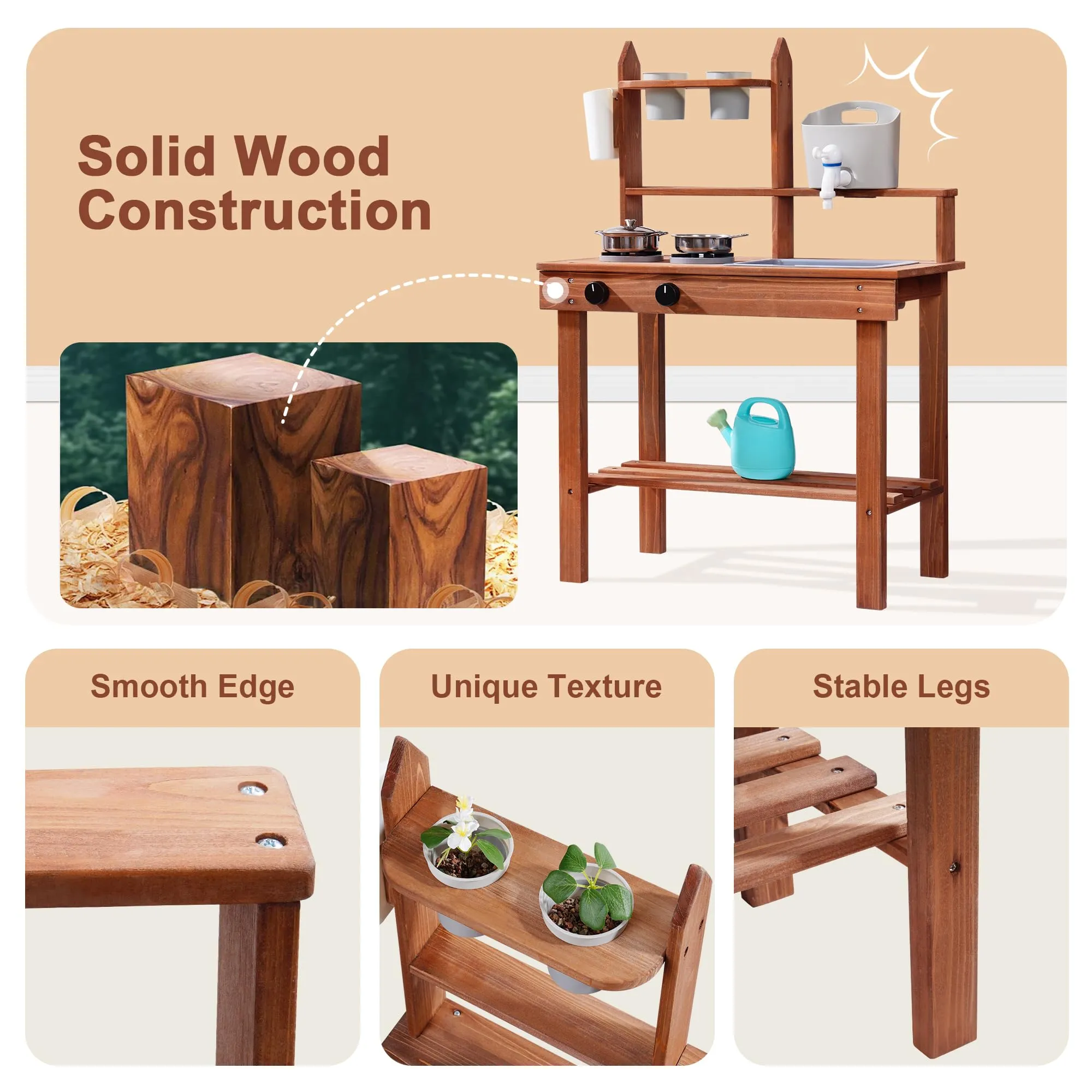 ROBUD Wooden Outdoor Kitchen Playset - Mud