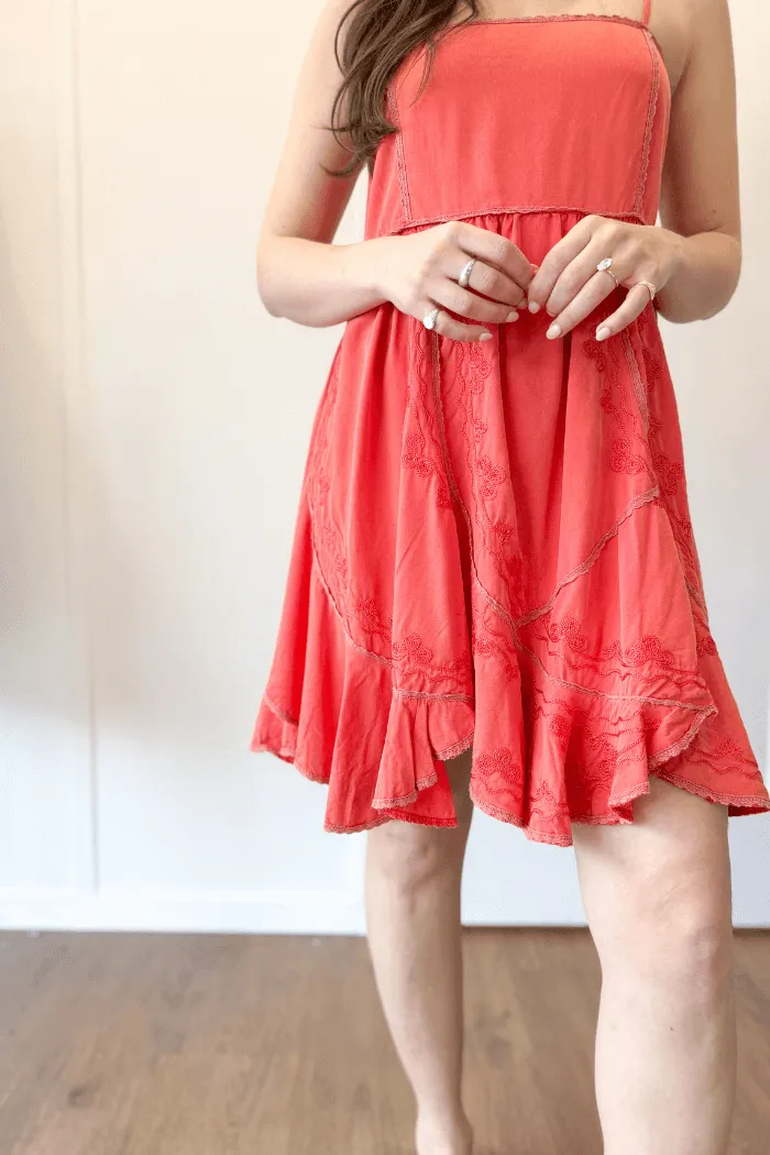 Square Neck Embroidered Dress