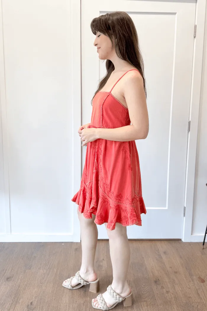 Square Neck Embroidered Dress