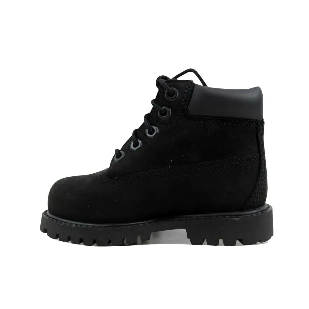 Timberland 6 Inch Premium TB012807 Unisex Kids Black Leather Boots Shoes G29