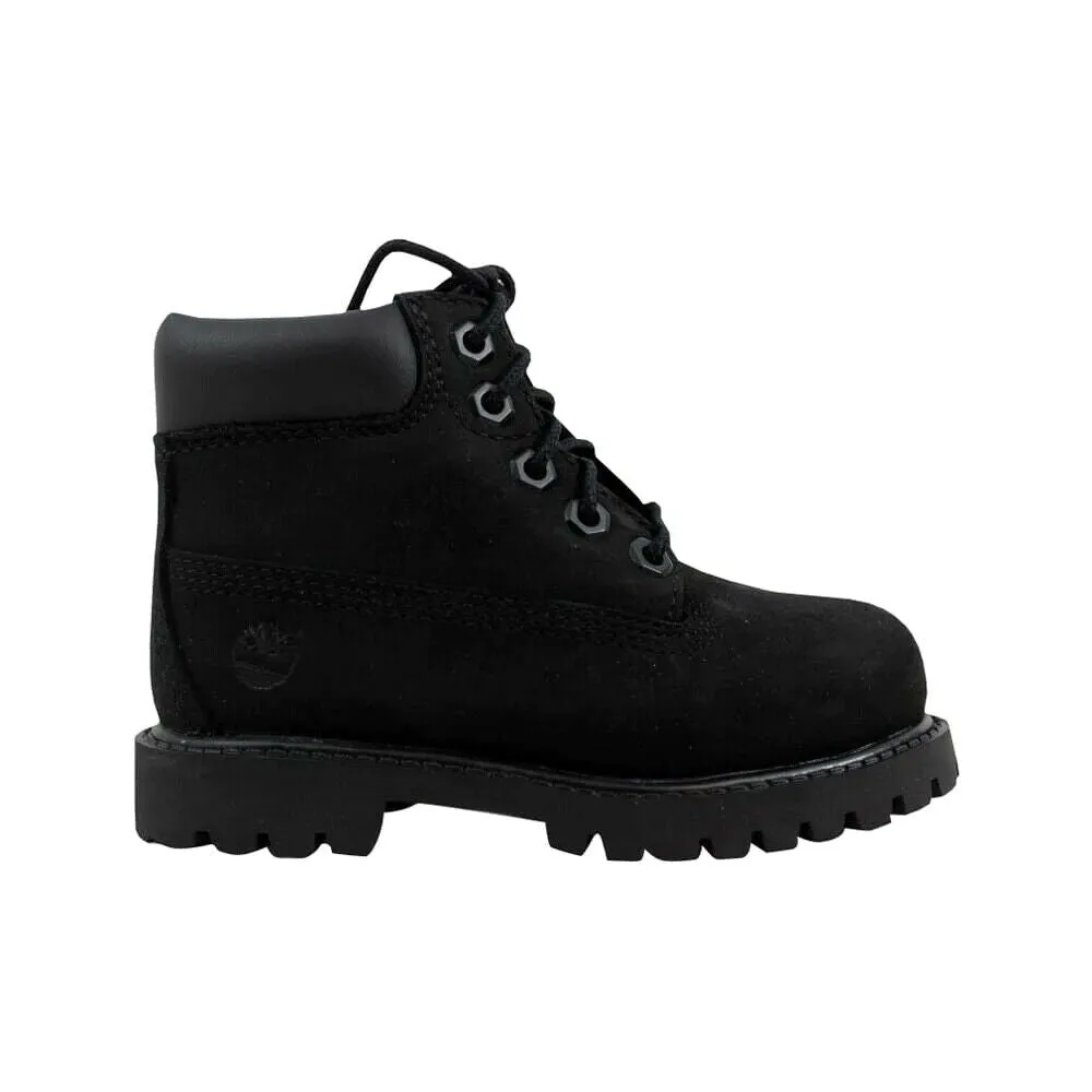 Timberland 6 Inch Premium TB012807 Unisex Kids Black Leather Boots Shoes G29