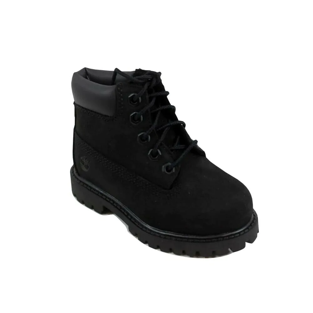 Timberland 6 Inch Premium TB012807 Unisex Kids Black Leather Boots Shoes G29