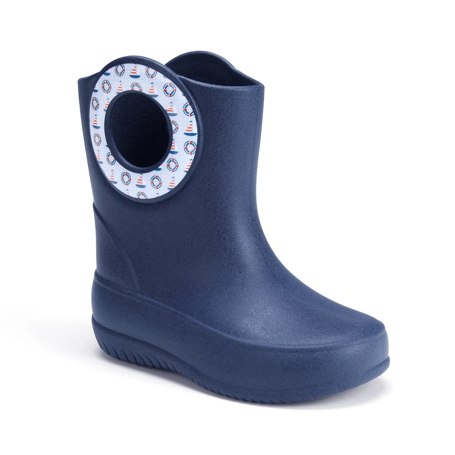 Toddler Kendall Rain Boots, Navy Sailboats