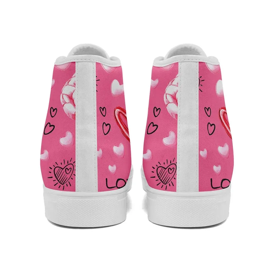 Unique Gift,Personalized Romantic Valentine Sneaker, Custom Charming Couple's Canvas High Top Shoes