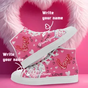Unique Gift,Personalized Romantic Valentine Sneaker, Custom Charming Couple's Canvas High Top Shoes