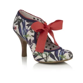 Willow Sage White Floral Bootie High Heels by Ruby Shoo