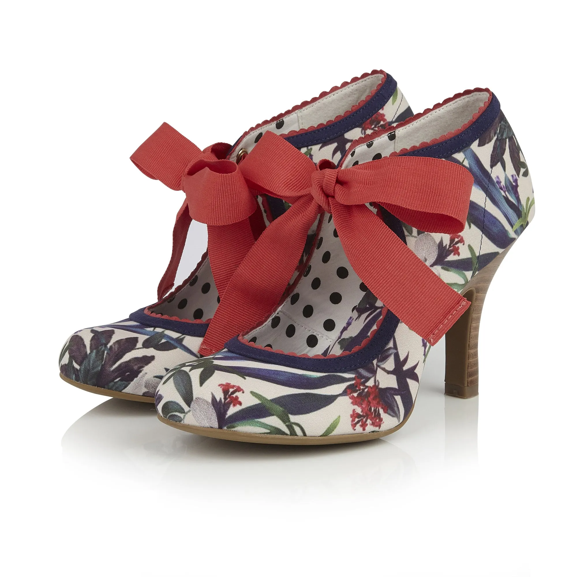 Willow Sage White Floral Bootie High Heels by Ruby Shoo