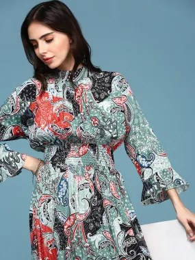 Women Printed Empire Multi Dress