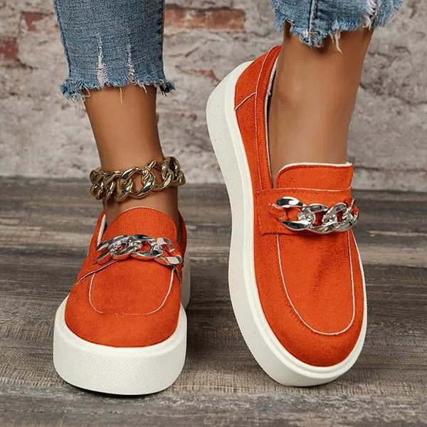 Women's Fashion Thick Sole Suede Chain Casual Shoes 00488111S